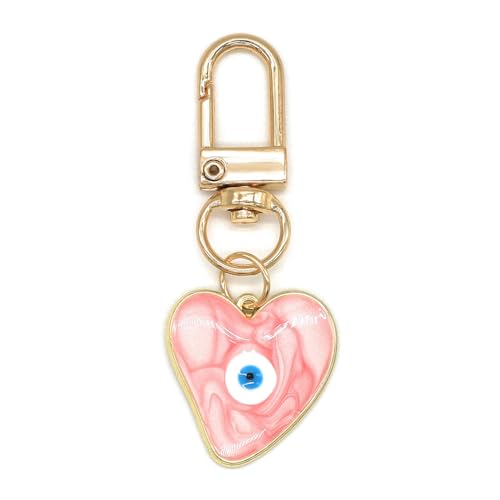 Evil Eye Keychains Sweat-heart Keychains Protection Charm for Women Men Car Key Ring Bag Purse Accessories - color: Pink