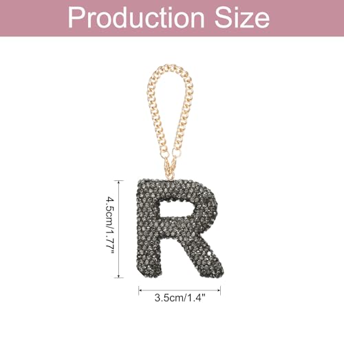 MECCANIXITY Bling Car Letter Charm, Initial R Letter Interior Car Rear View Mirror Decoration Hanging Crystal Ornaments for Women Bags Water Cup DIY Craft, Gray - style: R Letter
