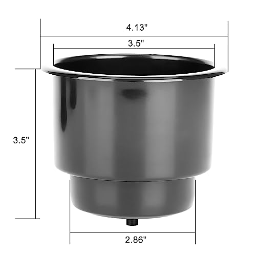 (Set of 5) Amarine-Made Black Recessed Drop in Plastic Cup Drink Can Holder with Drain for Boat Car Marine Rv - Black - size: 5