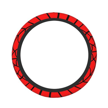 Red Black Spider Web Elastic Steering Wheel Cover Non-Slip Breathable Steering Wheel Protector Fit Auto, SUVs, Truck - color: Red Black Spider Web
