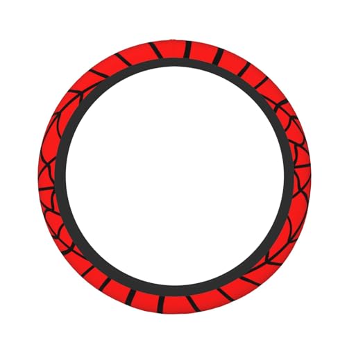 Red Black Spider Web Elastic Steering Wheel Cover Non-Slip Breathable Steering Wheel Protector Fit Auto, SUVs, Truck - color: Red Black Spider Web