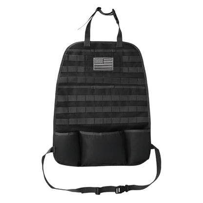 Tactical Molle Car Seat Back Organizer, Vehicle Panel Car Seat Back Cover Protector with 5 Storage Pouch, Universal Backseat Storage Organizer with USA Flag Patch for Car SUV Truck MPV (Black-1 Pc) - size: Black-1 Pc