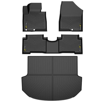 4PCS Floor Mats Cargo Liner Fit Hyundai Santa Fe 2017, All Weather Protection TPE Floor Mats Black 1st & 2nd & 3rd Row - size: Fit Santa Fe 2017 | Black 4PCS