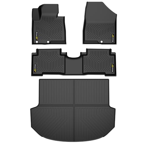 4PCS Floor Mats Cargo Liner Fit Hyundai Santa Fe 2017, All Weather Protection TPE Floor Mats Black 1st & 2nd & 3rd Row - size: Fit Santa Fe 2017 | Black 4PCS