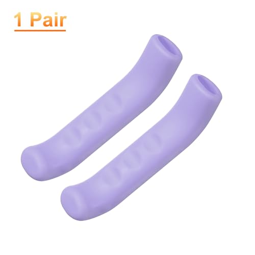 HARFINGTON 1 Pair Bike Brake Lever Cover Silicone Brake Lever Grip Protector Anti-Slip Brake Handle Protection Covers Sleeve for Mountain Road Bike Cycling, Purple - color: Purple