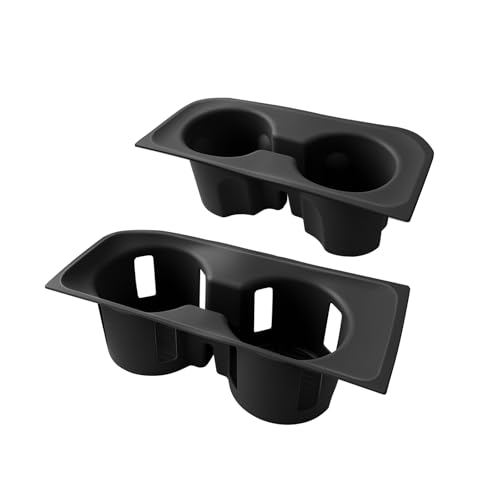 Muslogy Center Console Front & Rear Cup Holder Inserts Compatible with 2025 2026 Ford Expedition Accessories Middle Console and Rear Armrest Cup Holder Silicone Rubber Organizer 2PCS Set - size: 2025-2026 Expedition Front & Rear