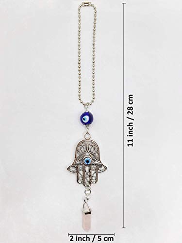 LUCKBOOSTIUM Hand Protection Amulet Evil Eye Car Rearview Mirror Hanging Ornament Charms Accessories Good Luck Charms - (2"x11" Pink Crystal) - color: Pink Crystal