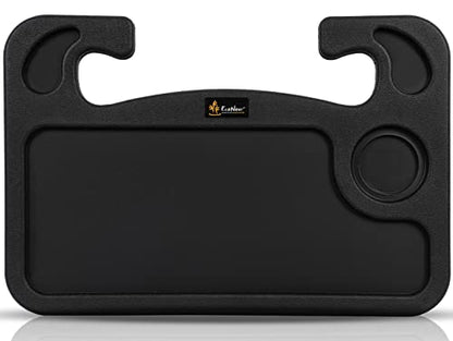 EcoNour 2 in 1 Car Steering Wheel Desk | Tray for Laptop Car Mount with Pen Holder | Desk Console for Car | Food Tray for Eating with Drinks Holder | Multipurpose Travel Car Accessories - size: Medium-Black