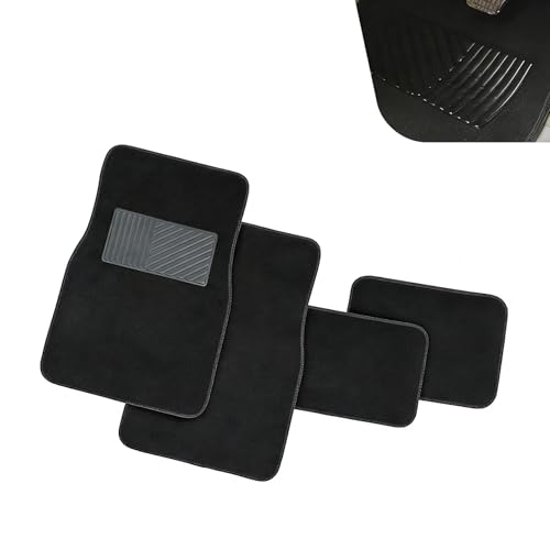 4 PCS Car Carpet Floor Mats, PVC Anti-slip Base Carpet fot Front & Rear, Breathable Flame-retardant Floor Liner for All-weather, Interior Accessory for Cars SUVs Trucks (Black)