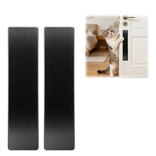 Cat & Dog Door Protector from Scratching, Stainless Steel Self-Adhesive Kick Plate, Heavy Duty, Interior/Exterior Door Guard, Brushed Black - 4"×16" 2 Pack - color: Brushed Black, size: 4"x16"