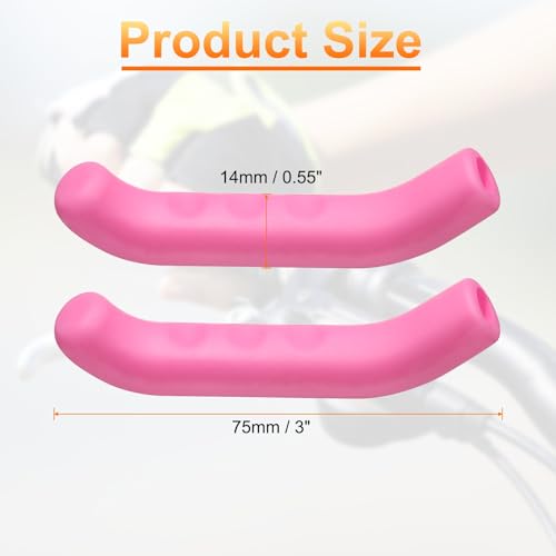 HARFINGTON 1 Pair Bike Brake Lever Cover Silicone Brake Lever Grip Protector Anti-Slip Brake Handle Protection Covers Sleeve for Mountain Road Bike Cycling, Pink - color: Pink