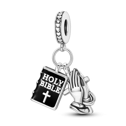 NARMO Charms for Bracelets 925 Sterling Silver Star Dangle Charms Car Keys Lipstick Dangle Charm Beads for Women Bracelets Necklace - color: The Praying Hands
