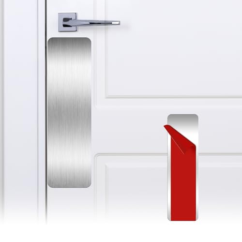 1 PCS 4"x14" Door Protector from Dog Scratching, Self-Adhesive Stainless Steel Door Kick Plate with Rounded Corners, Anti-Scratch Guard for Dogs & Cats, Brushed Fingerprint-Resistant Finish(Silver) - color: Brushed Silver, size: 4"*14"(1 PCS)