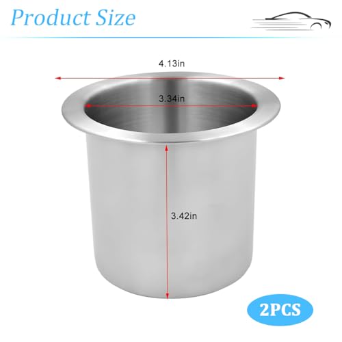 Drop-in Car Cup Drink Holder, 2PCS Stainless Steel Vehicle Insert Water Bottle Holder, Scratch-Resistant Automotive Interior Poker Table Drink Mount, Universal for SUV RV Truck