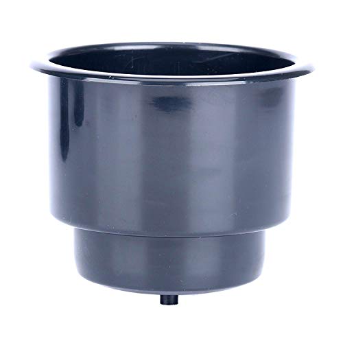 (Set of 4) Amarine-Made Black Recessed Drop in Plastic Cup Drink Can Holder with Drain for Boat Car Marine Rv - Black - size: 4