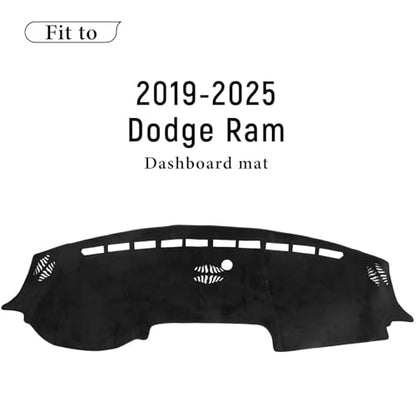 Flannel Dashboard Cover Dash Cover Mat Compatible with Dodge Ram 1500 2500 3500 2019-2024 2025 Accessories Center Console Dash Board Cover Protector Sunshade Windshield Glare Black - color: for 19-25 Dodge Ram