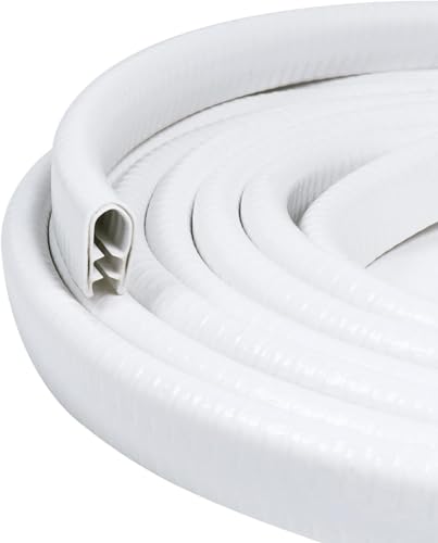 Edge Trim White U-Channel Rubber Trim Edge with Metal 1/2" X 3/8" - Fit Gap 3/64" to1/4 Car Door Edge Sealing Strip, PVC Weather Stripping with Steel, Metal Edge Protector, 65FT - color: White, size: 65Foot