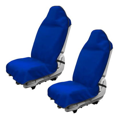 2PCS Car Towel Seat Cover, Waterproof Sweating Non-Slip Premium Soft Towel Carseat Protector, Universal Machine Washable Car Truck SUV Front Seat Cover for Gym Workout Beach Hiking (Blue) - color: Blue, 2pcs, Front