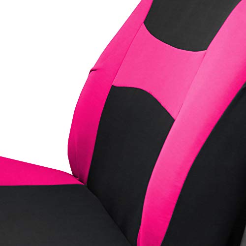 TLH Light and Breezy Flat Cloth Automotive Car Seat Covers Front Set Only, Airbag Compatible, Pink Color Universal Fit Car Seat Protector for Cars, Auto, Trucks, SUV - color: Pink