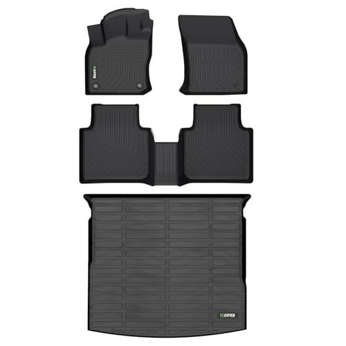 HAFIDI® All Weather Floor Mats & Cargo Liner Set Fit for 2018-2024 Volkswagen Tiguan Car Mats TPE Anti-Slip Automotive Full Set Floor Liners Custom VW Tiguan Accessories - Black - style: 28) For Tiguan 5 2018-2024 Full Set