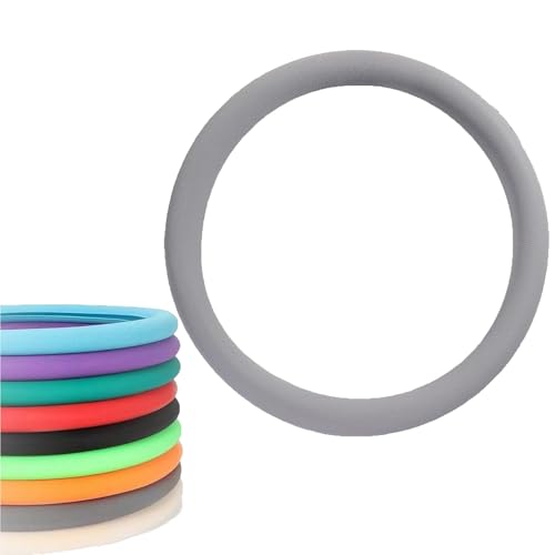 Car Steering Wheel Protective Cover, Silicone Steering Wheel Cover Grip, Cool Non-Slip Thin Steering Wheel Protector, Stretchy, Silent, Fits 13/14/15/16 inch Wheels (Light Gray) - color: Light Gray