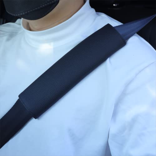 Car Seat Belt Covers for Adults Soft Leather Seatbelt Shoulder Pad Neck Cushion Protector Comfortable Driving Car Accessories Truck SUV Airplane Backpack (SC01Black-9in-2Pack) - color: SC01Black-9in-2Pack