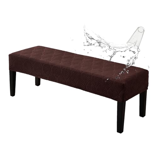 Genina Waterproof Dining Room Bench Covers, Stretch Jacquard Bench Seat Protector Cover, Rectangular Bench Cover for bedrooms, Living Rooms, Kitchens, Removable, Washable (Chocolate) - color: Chocolate, size: Leaf