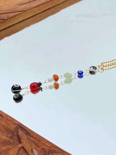 Evil Eye Car Hanging Ornament,Good Lucky Days Car Charm,8 Ball Mushroom Four-Leaf Clover Pendant for Car Rear View Mirror,Cute Boho Evil Eye Ladybug Yin Yang Symbol Decor Accessories