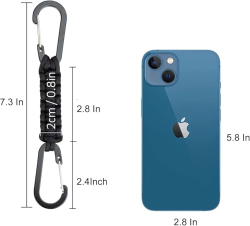 BRAVESHINE Paracord Keychain Carabiner Clip, D Ring Lanyard Hanger Stroller Hook for Water Bottle, Key, Backpacks, Men, Women - color: 1 Purple 1 Green