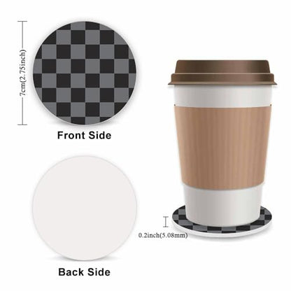 Dark Gray Checkered Steering Wheel Cover for Women, Universal Auto Steering Wheel 14-15 Inch Car Interior Accessories with 2PCS Car Coasters, Suitable for Men and Women