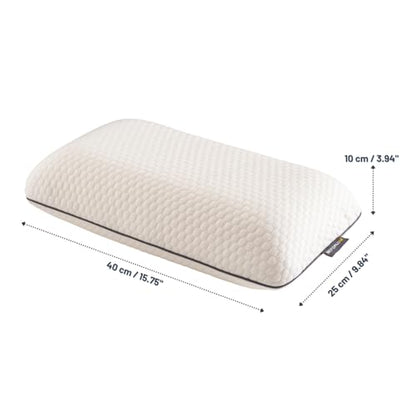 Memory Foam Travel Pillow with Washable Cover & Carry Bag – Compact, Soft & Breathable Neck Pillow for Airplane, Camping & Car (White- with Extra Gray Cotton Cover, 15.7x9.8x3.9 inches)