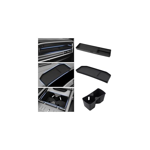 Autorder 3PCS Center Console Organizer for 2024 2025 2026 Hyundai Santa Fe Accessories,Dashboard Storage Box/Cup Holder Insert/Passenger Storage Organizer Tray - TPE Material - size: 2024-2026 Hyundai Santa Fe