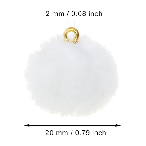 Tupalizy 50PCS Fluffy Pom Poms Charms Soft Fuzzy Faux Fur Puff Ball Pendant for Keychains Bracelets Earrings Jewelry Making Tassels Bags DIY Crafts Party Favors Gifts Accessories - color: White