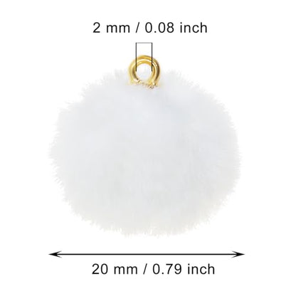 Tupalizy 50PCS Fluffy Pom Poms Charms Soft Fuzzy Faux Fur Puff Ball Pendant for Keychains Bracelets Earrings Jewelry Making Tassels Bags DIY Crafts Party Favors Gifts Accessories - color: White