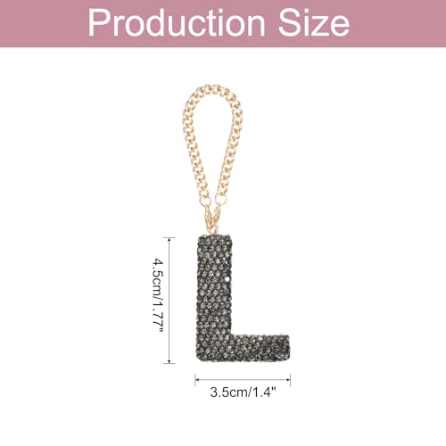 MECCANIXITY Bling Car Letter Charm, Initial L Letter Interior Car Rear View Mirror Decoration Hanging Crystal Ornaments for Women Bags Water Cup DIY Craft, Gray - style: L Letter