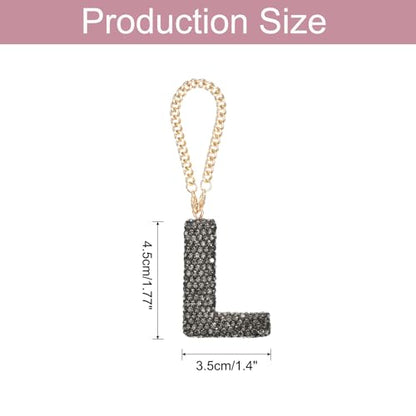 MECCANIXITY Bling Car Letter Charm, Initial L Letter Interior Car Rear View Mirror Decoration Hanging Crystal Ornaments for Women Bags Water Cup DIY Craft, Gray - style: L Letter