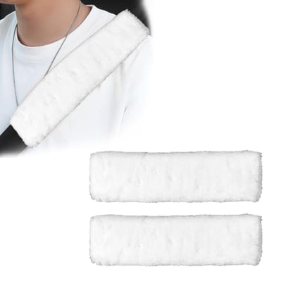 2 PCS Seat Belt Shoulder Pads, Soft Fluffy Plush Seat Belt Shoulder Strap Covers, Comfy Warm Seat Belt Strap Cover Shoulder Cushion for Adult Children, Car Accessories (White) - color: White