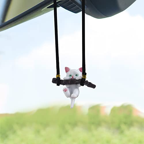 wonnU Cute Cat Car Pendant Hanging Ornament Rearview Mirror Charm Decoration for Car Decor Accessories - color: Cat