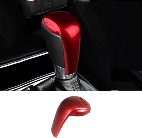 MAXDOOL Center Console Gear Shift Knob Cover, Interior Decoration Sticker Panel Cap Trim Compatible with Mazda CX-5, CX-9, CX-3, 6, 3 (Red) - color: Red