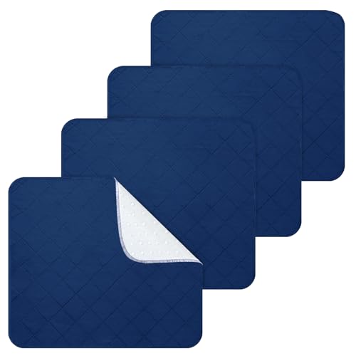 Waterproof Chair Pads for Incontinence, 4 Pack Reusable Seat Protector Pads 18" x 16", Absorbent Wheelchair Pad Covers, Washable Chair Pads for Adults, Kids & Pets - Navy Blue - color: Navy, size: 18" x 16"
