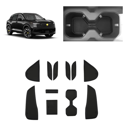 SKTU Door Slot Mat for 2025 2026 Nissan Kicks Accessories Door Groove Gate Pad 11Pcs Fit 2025 2026 Nissan Kicks (S/SV/SR) Door Compartment Cup Center Console Liners 2025 Kick s Floor Liners (Black) - color: for 2025 2026 Kicks Black