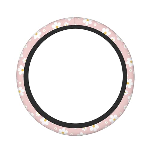 Car Steering Wheel Cover,Pink Flower Universal Non Slip Wheel Protector 15 Inch Elastic Car Accessories for Men Women - color: Pink Flower