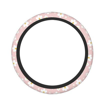 Car Steering Wheel Cover,Pink Flower Universal Non Slip Wheel Protector 15 Inch Elastic Car Accessories for Men Women - color: Pink Flower