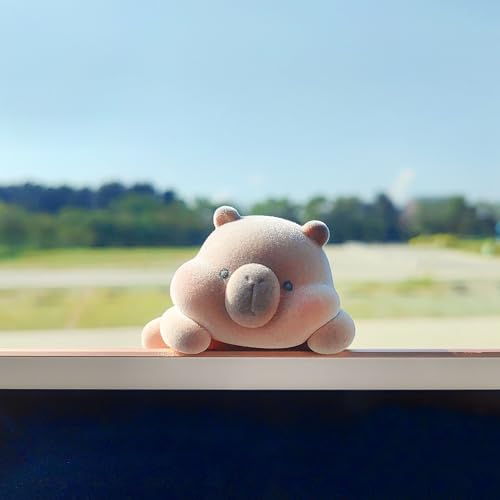 Cute Furry Animal Rear View Mirror Accessories, Car Dashboard Ornament Center Screen Decoration Rearview Mirror Charm, Car Accessories Interior Decor for Women/Men - style: Capybara