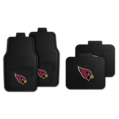Fanmats Arizona Cardinals Set of 4 Car Mats for Cars, SUV, Pickups - All Weather Technology Protection, Deep Reservoir Design, Universal Fit - 3D NFL Team Logo - 29”x17” Front - 14” x 17” Rear Mat