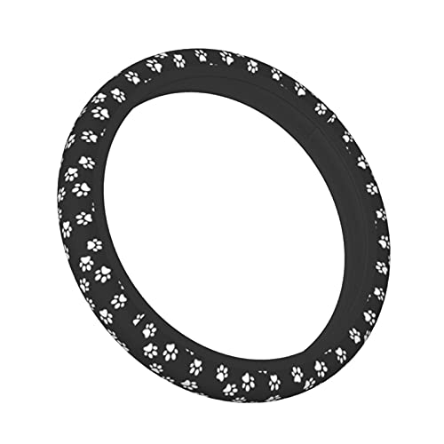 Dog Cat Paw Print Steering Wheel Cover for Women 14 15 inch Universal Cute Car Steering Wheel Accessories Paw Print Breathable Steering Wheel Protector - color: paw print