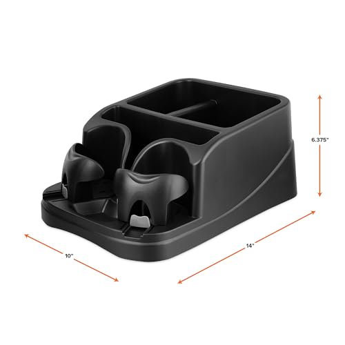 Armor All Car Console Organizer, Car Seat Organizer with 2 Adjustable Cup Holders, 3 Large Storage Compartments, Seatbelt for Secure Hold, Vehicle Middle Seat Organizer for Cars, Trucks, Minivans