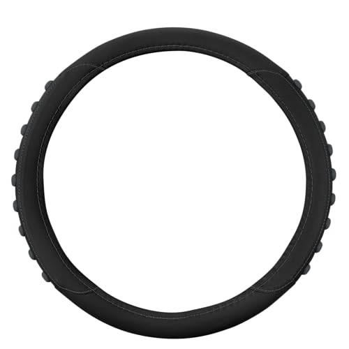 Motor Trend FlexGrip Steering Wheel Cover for Cars – Standard 15 inch Car Steering Wheel Cover, Black and Charcoal Gray Steering Wheel Protector for Auto Truck Van SUV - color: Charcoal Gray Grip, size: Fits 14.5 - 15" SW