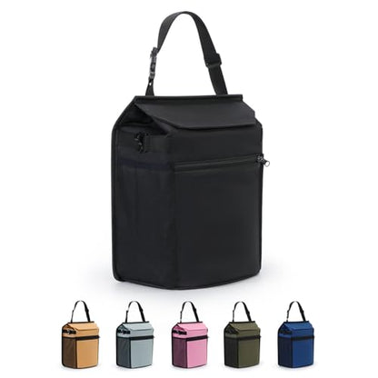 Car Trash Can with Lid, 100% Leak-Proof Removable Liner, Collapsible Automotive Garbage Bin & Organizer with Storage Pockets, Universal Fit for SUV, Truck, RV (Black) - color: Black