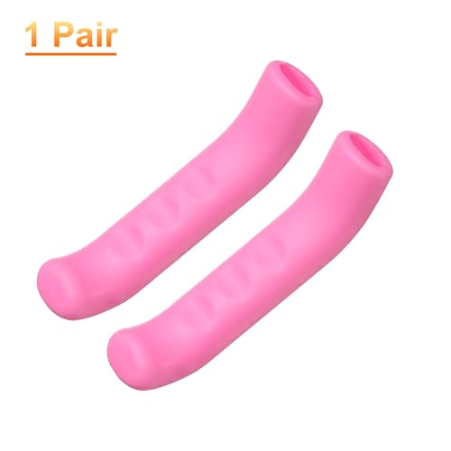 HARFINGTON 1 Pair Bike Brake Lever Cover Silicone Brake Lever Grip Protector Anti-Slip Brake Handle Protection Covers Sleeve for Mountain Road Bike Cycling, Pink - color: Pink